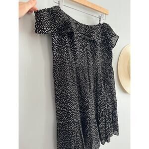 Reformation Black Mini Dress with White Flower Print